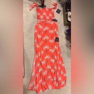 LuLu's Skirt Crop Set XS NWT Coral